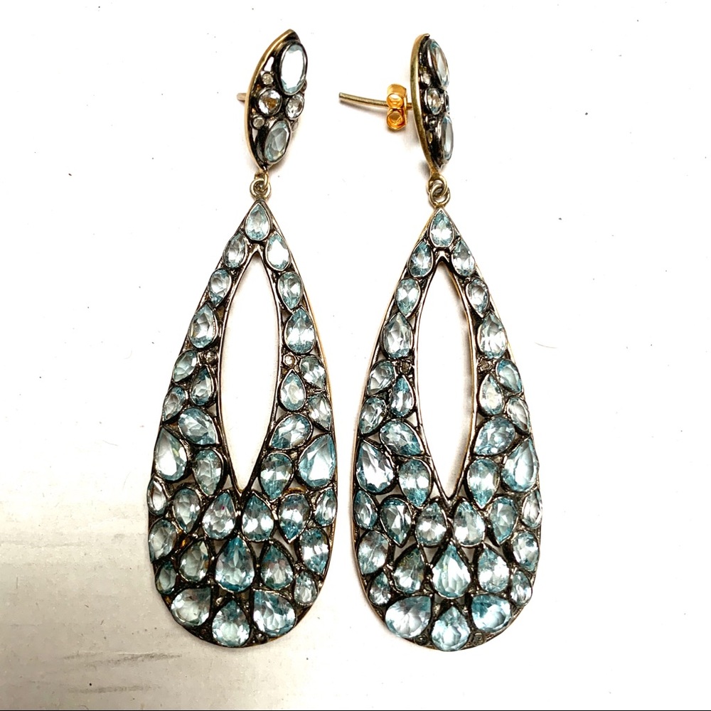 Light Blue Topaz Gemstone Drop Earrings
